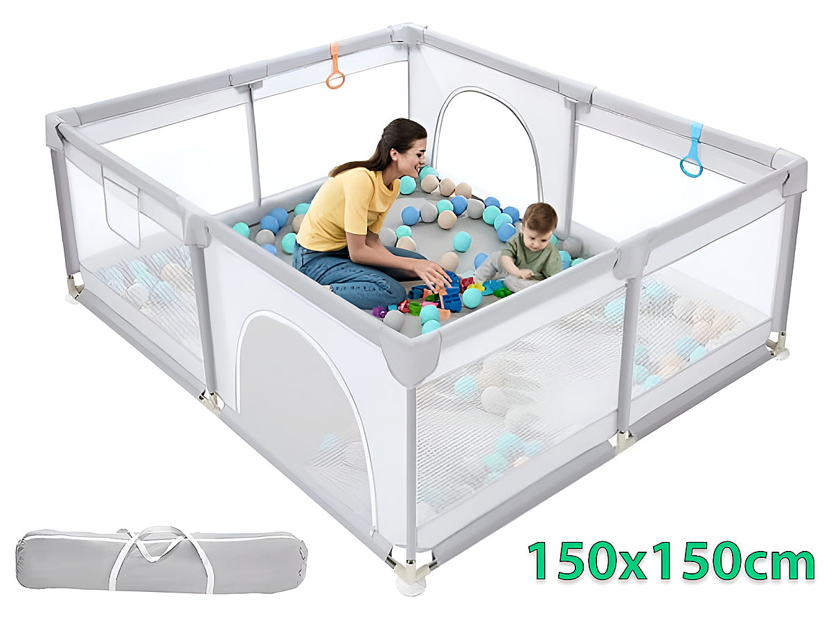 Portable Playpen Fence Gate Wall Fence Barrier Play Gym Mat 150cm