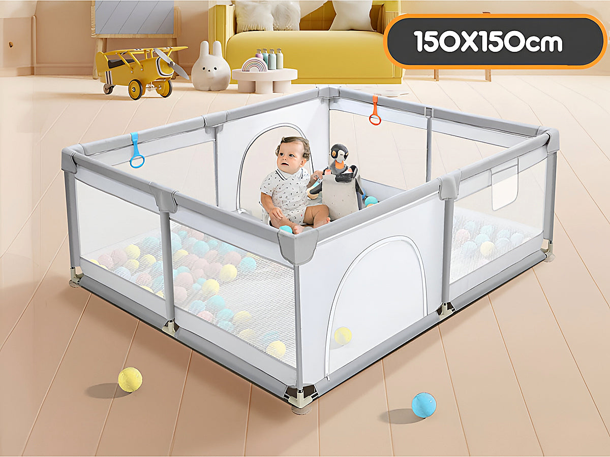 Portable Playpen Fence Gate Wall Fence Barrier Play Gym Mat 150cm