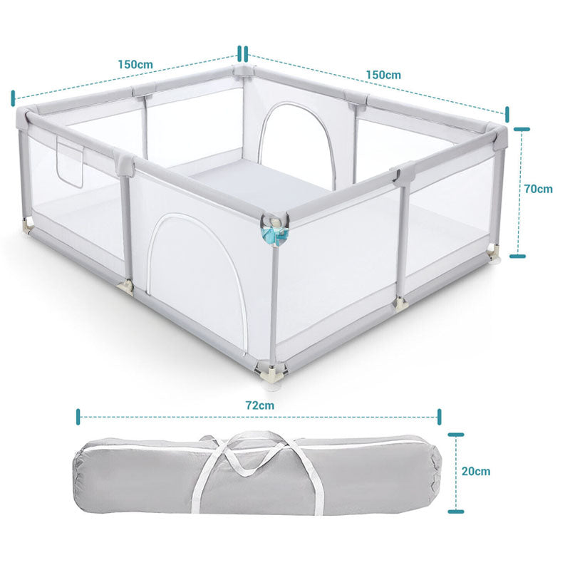 Portable Playpen Fence Gate Wall Fence Barrier Play Gym Mat 150cm