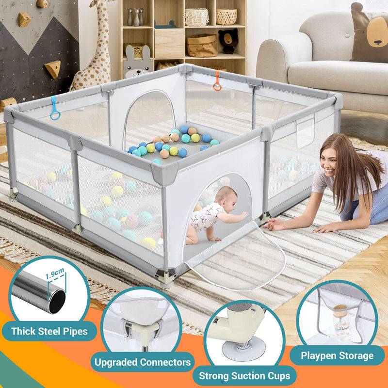 Portable Playpen Fence Gate Wall Fence Barrier Play Gym Mat 150cm