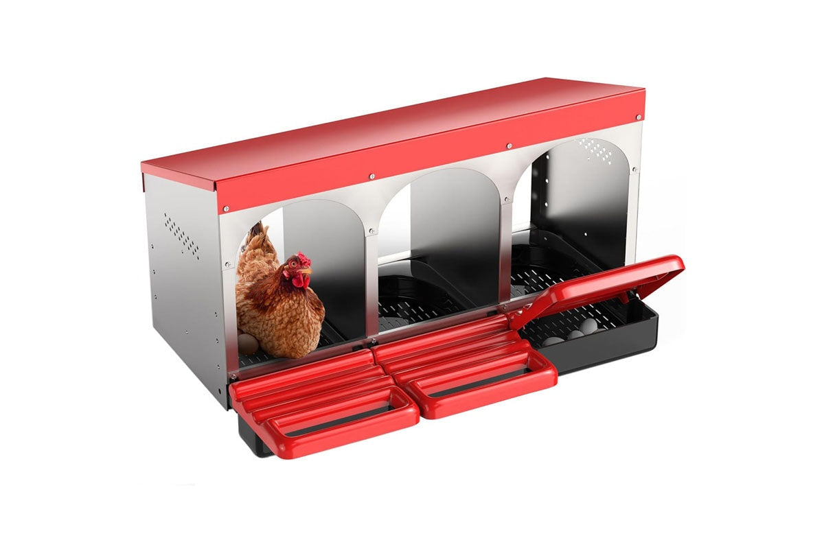 Nesting Box Chicken Hen Roll Away Laying Nest Boxes Chook Brooder 6 Compartment