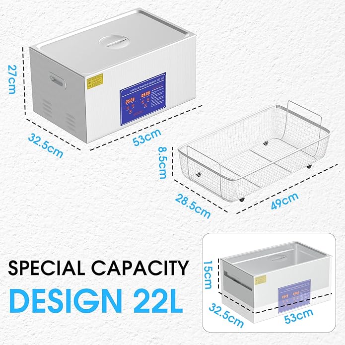 22L Ultrasonic Cleaner Stainless Steel with Digital Timer