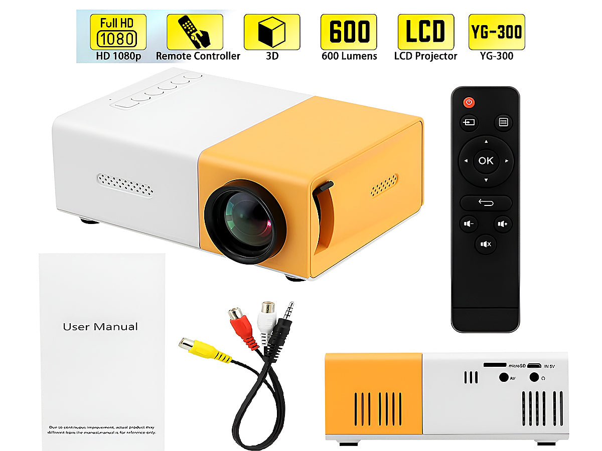 Projector HD 1080P Portable HDMI USB