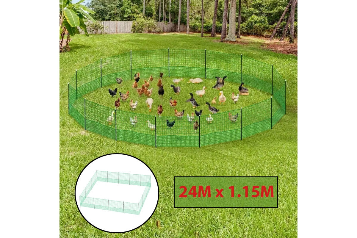 24M Chicken Fence Hen Poultry Coop Farm Runs Mesh Cage Net Habitat Safe House Pen