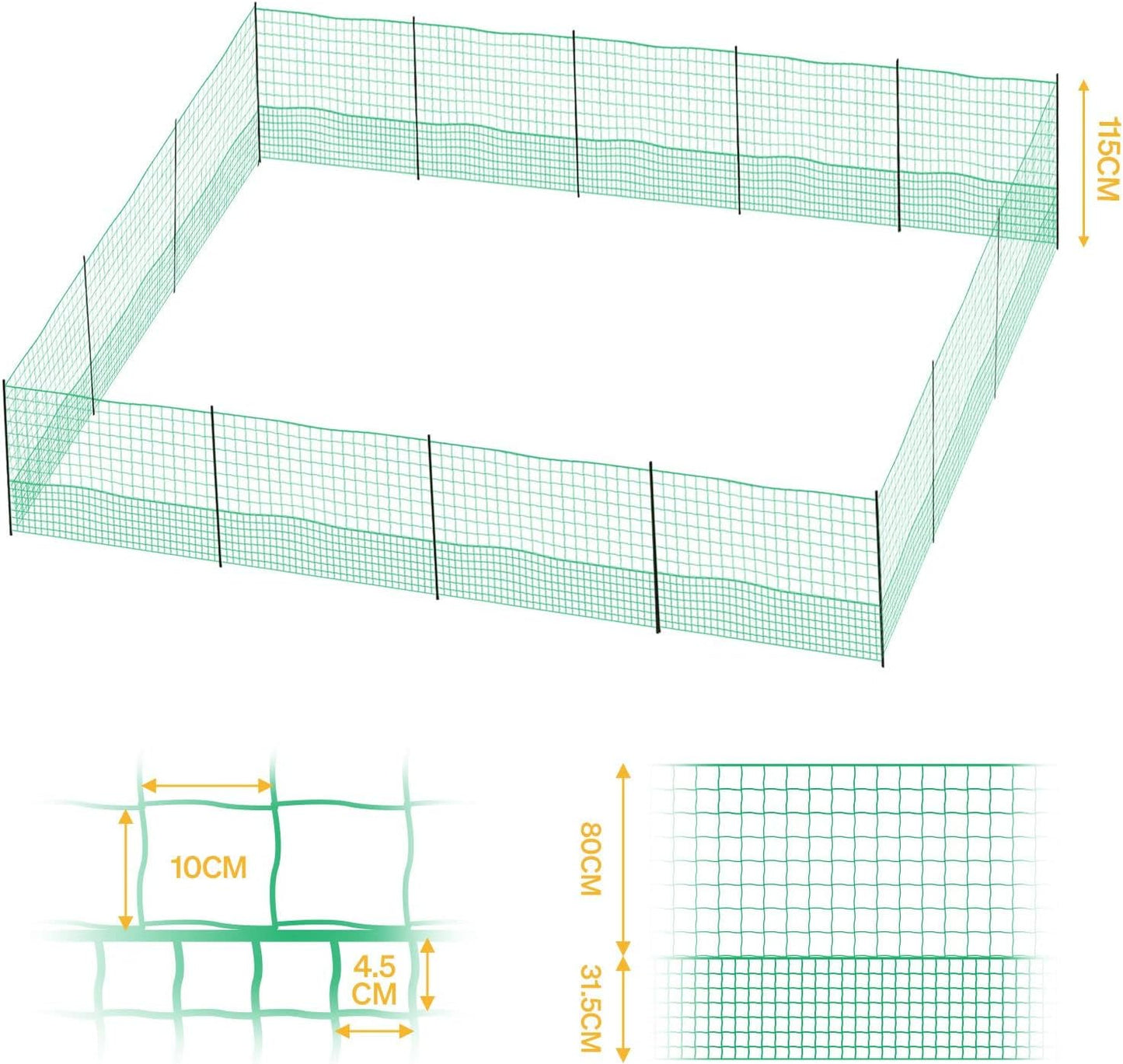 50M Chicken Fence Hen Poultry Coop Farm Runs Mesh Cage Net Habitat Safe House Pen