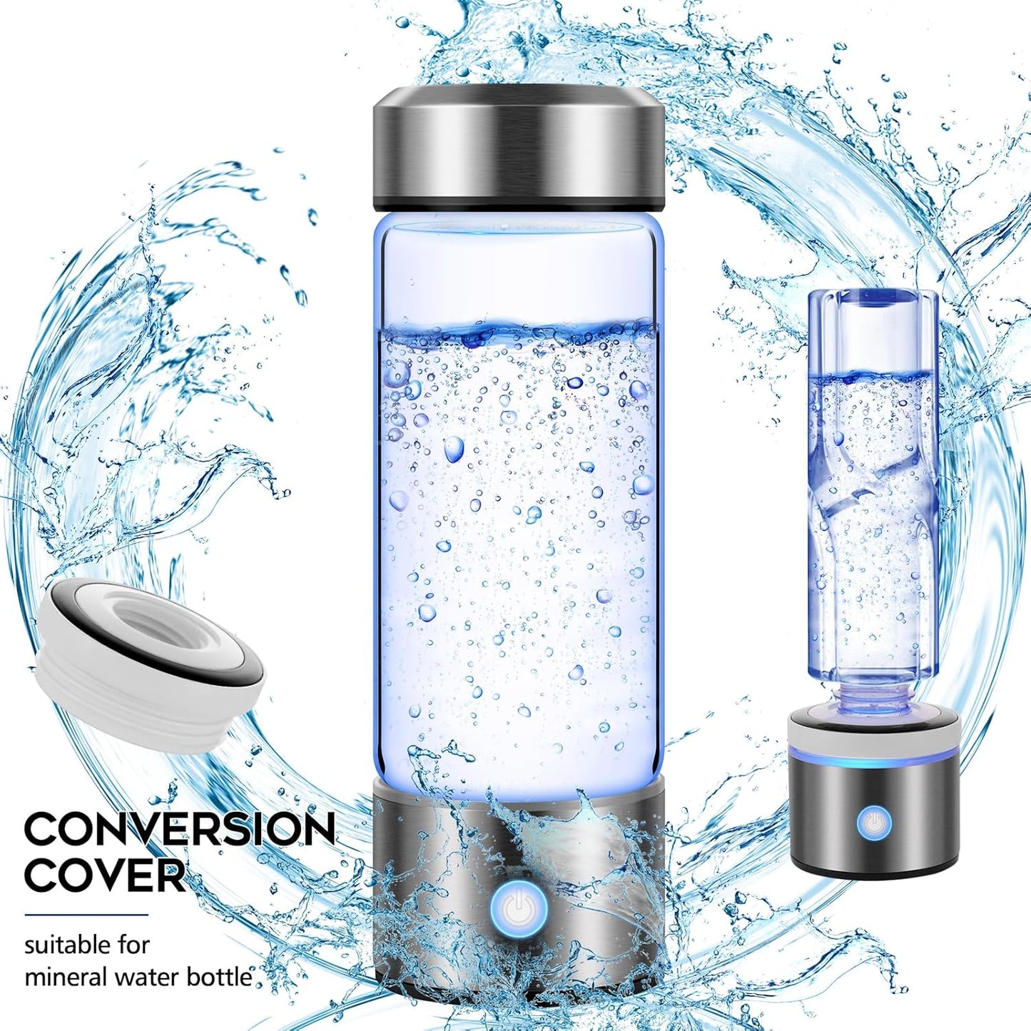 450ml Hydrogen Generator Water Bottle USB Hydrogen Water Ionizer Machine Portable Rechargeable Hydrogen-Infused Water Maker