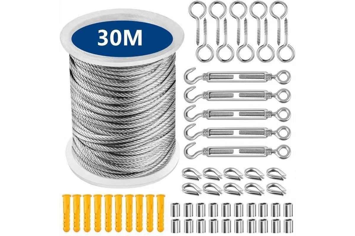 30M Stainless Steel Wire Rope Cable Kit