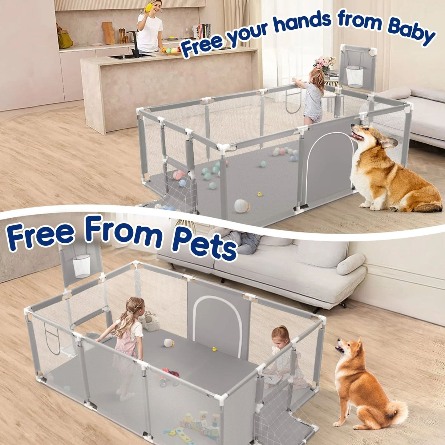 Portable Playpen Fence Gate Wall Fence Barrier PlayPen