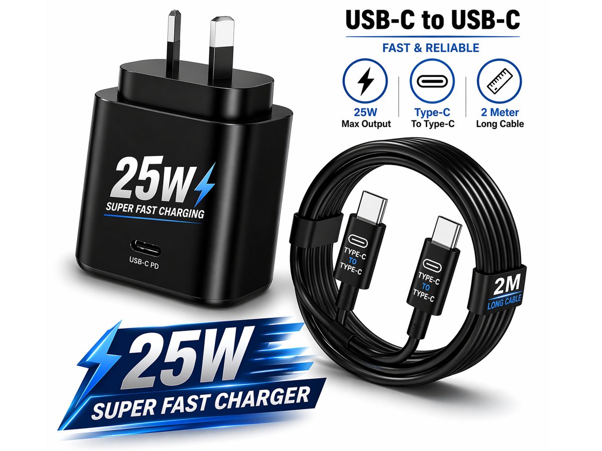 25W Fast Charger USB-C Wall Adapter with 2m Type-C Cable