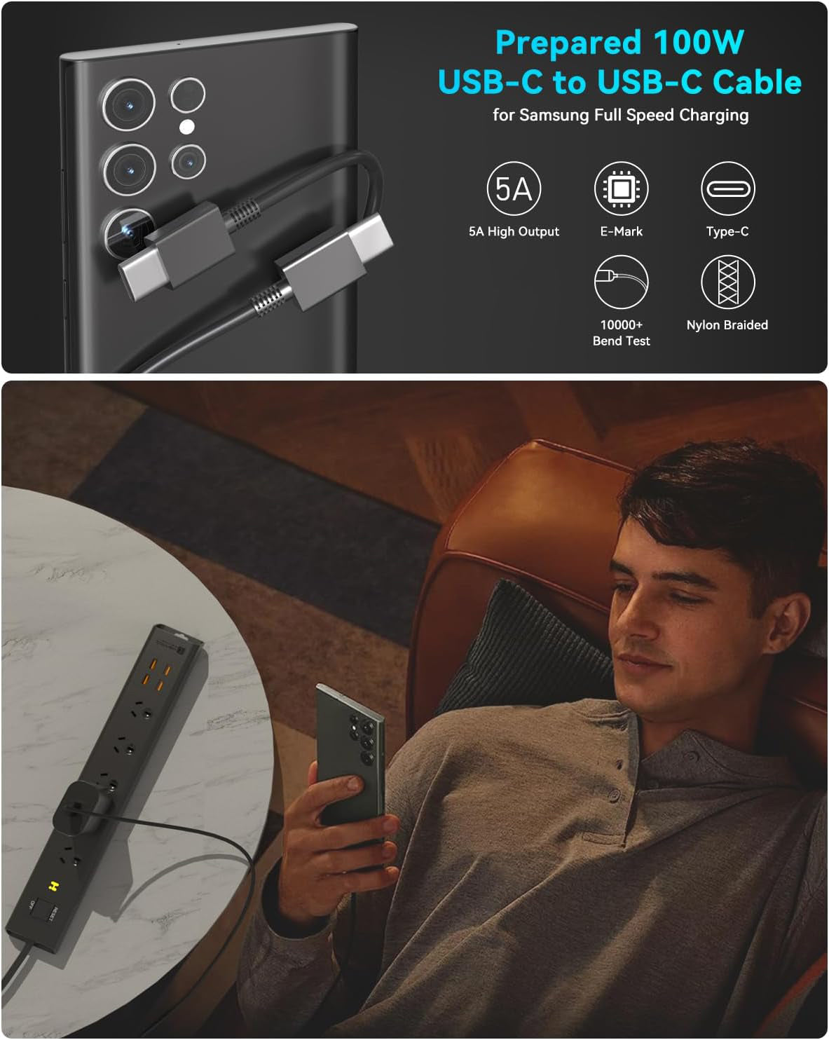 25W Fast Charger USB-C Wall Adapter with 2m Type-C Cable