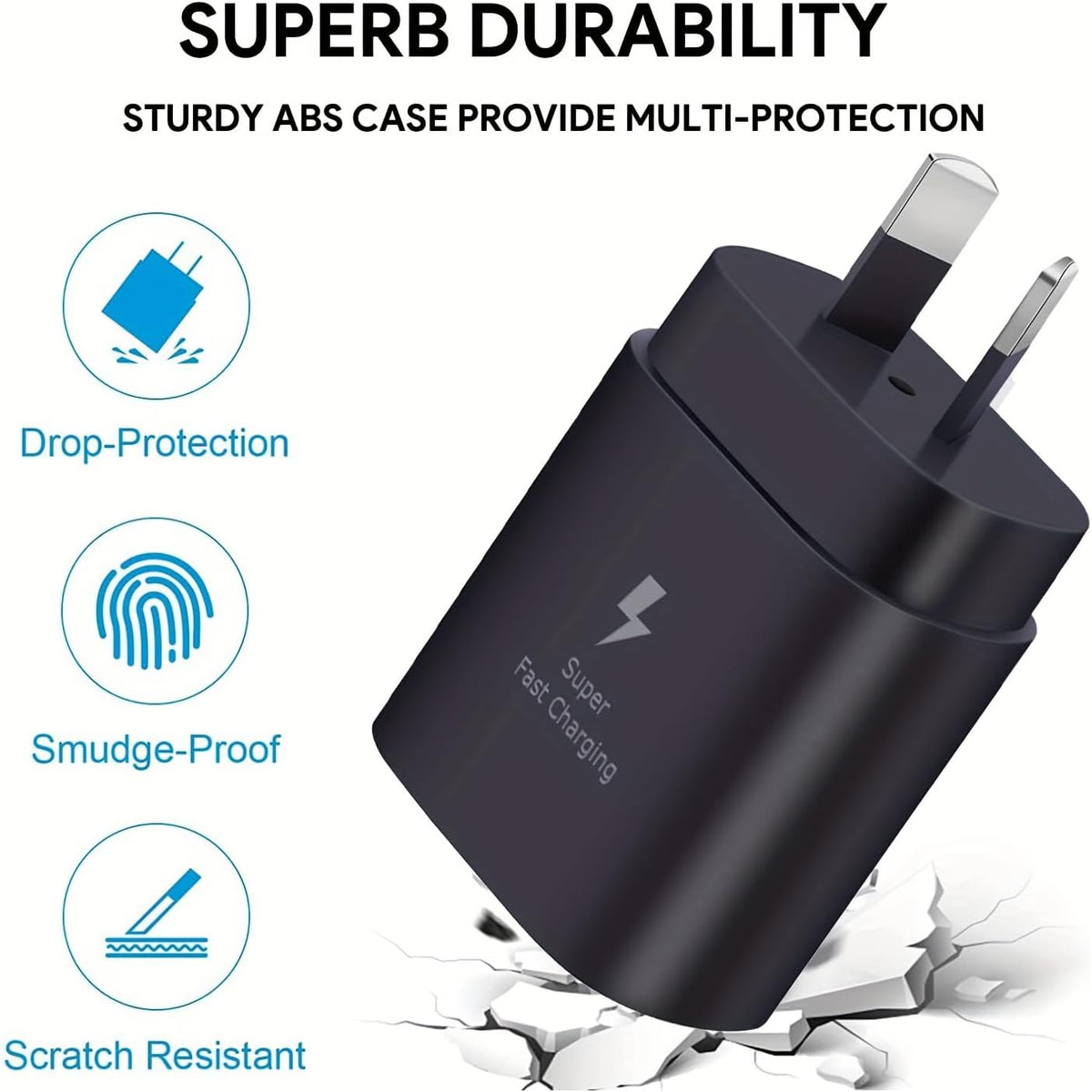 25W Fast Charger USB-C Wall Adapter with 2m Type-C Cable