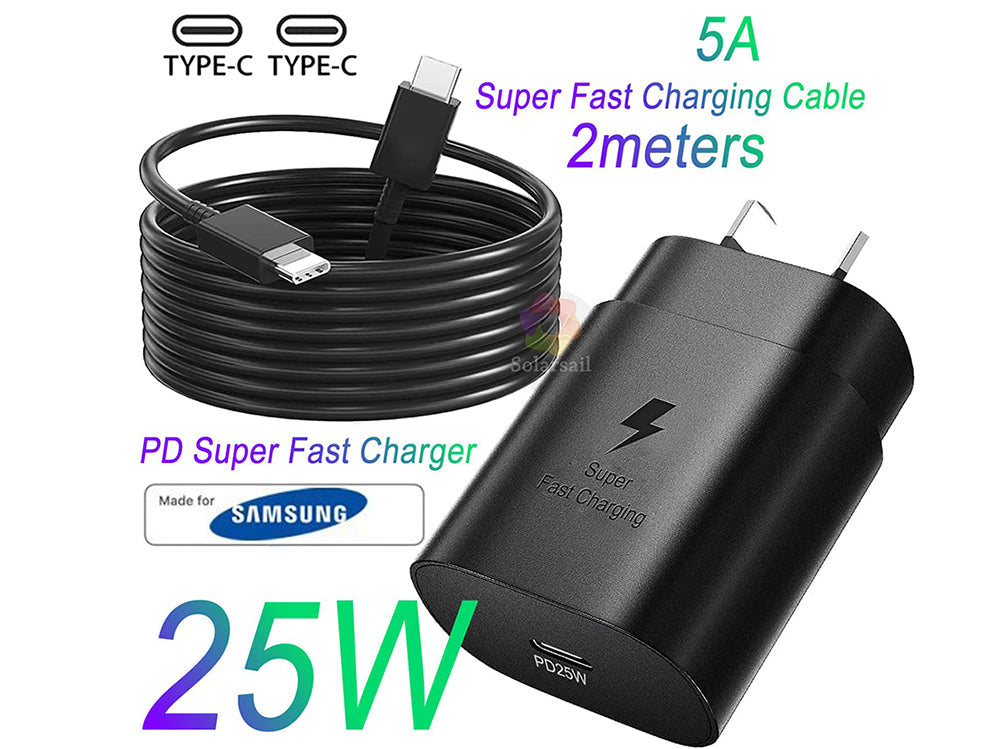 25W Fast Charger USB-C Wall Adapter with 2m Type-C Cable