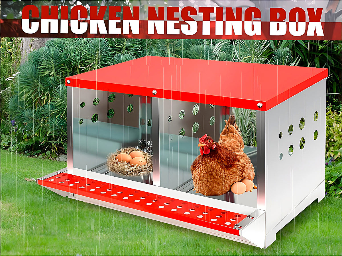 Nesting Box Chicken Hen Roll Away Laying Nest Boxes Chook Brooder 2 Compartment