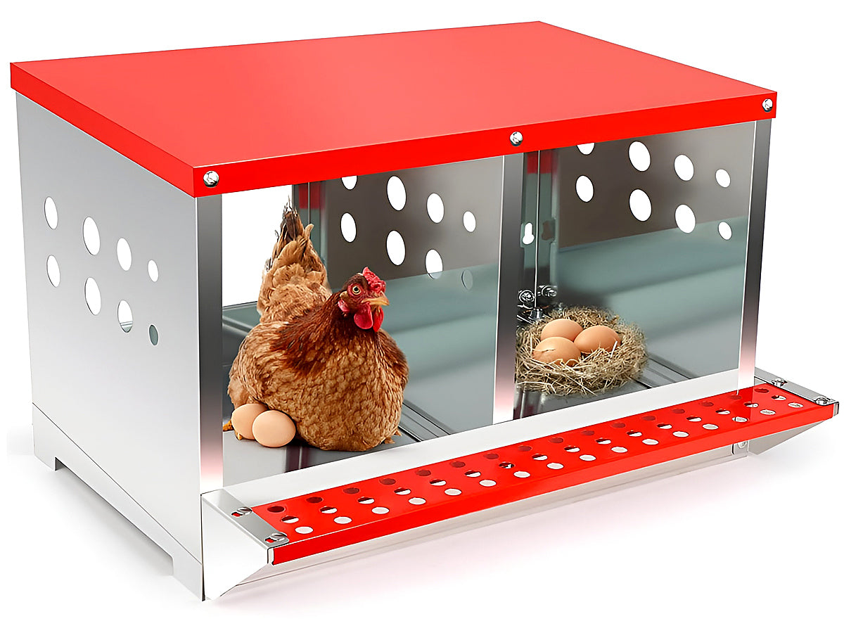 Nesting Box Chicken Hen Roll Away Laying Nest Boxes Chook Brooder 2 Compartment