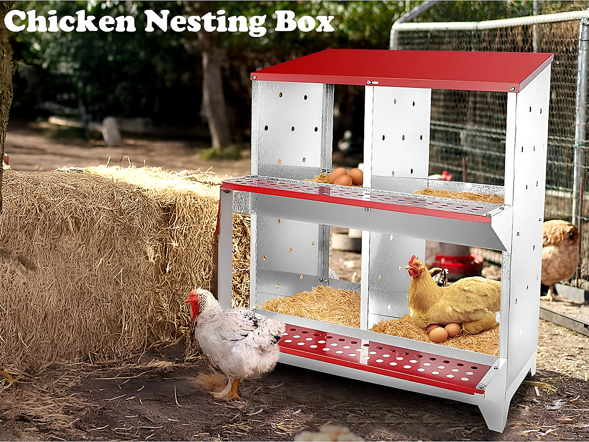 Nesting Box Chicken Hen Roll Away Laying Nest Boxes Chook Brooder 4 Compartment