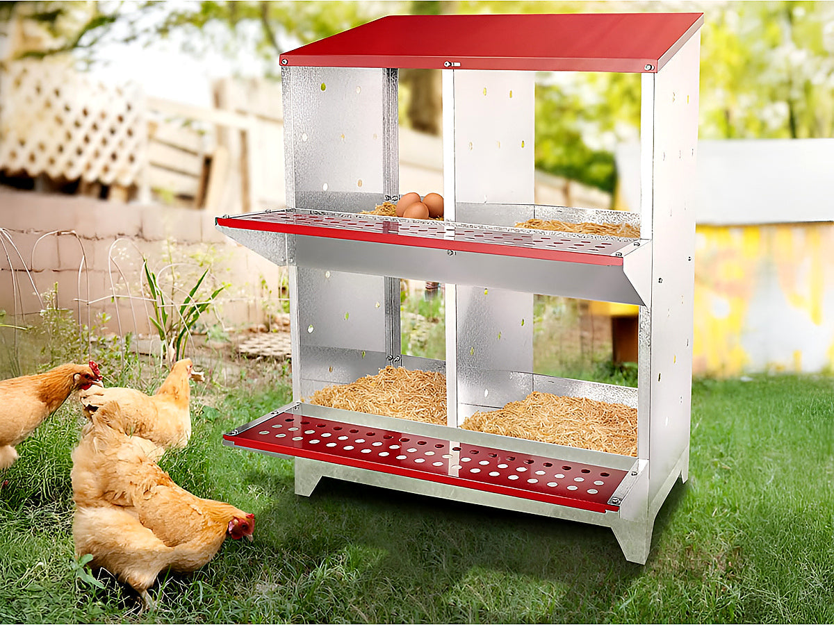 Nesting Box Chicken Hen Roll Away Laying Nest Boxes Chook Brooder 4 Compartment