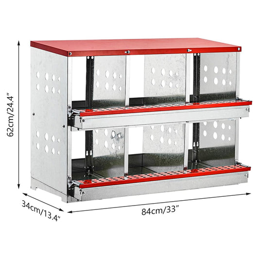 Nesting Box Chicken Hen Roll Away Laying Nest Boxes Chook Brooder 6 Compartment