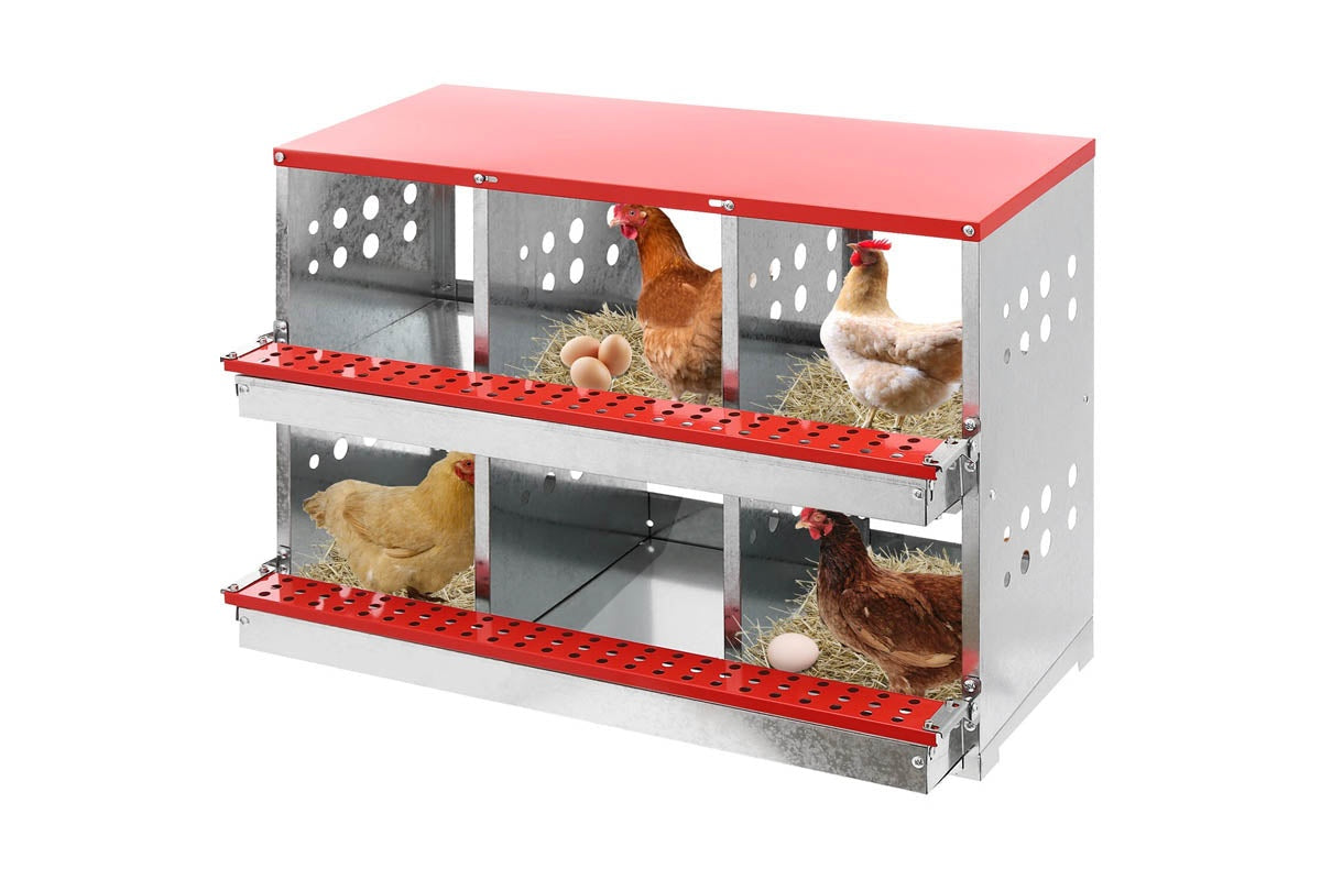 Nesting Box Chicken Hen Roll Away Laying Nest Boxes Chook Brooder 6 Compartment