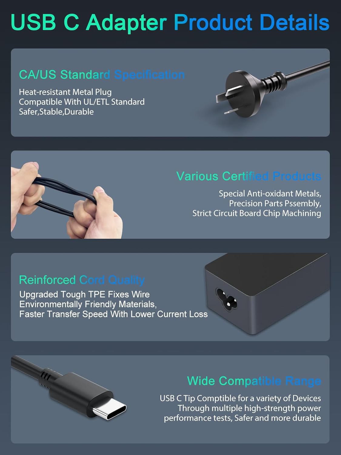65W Lenovo Laptop Charger USB C