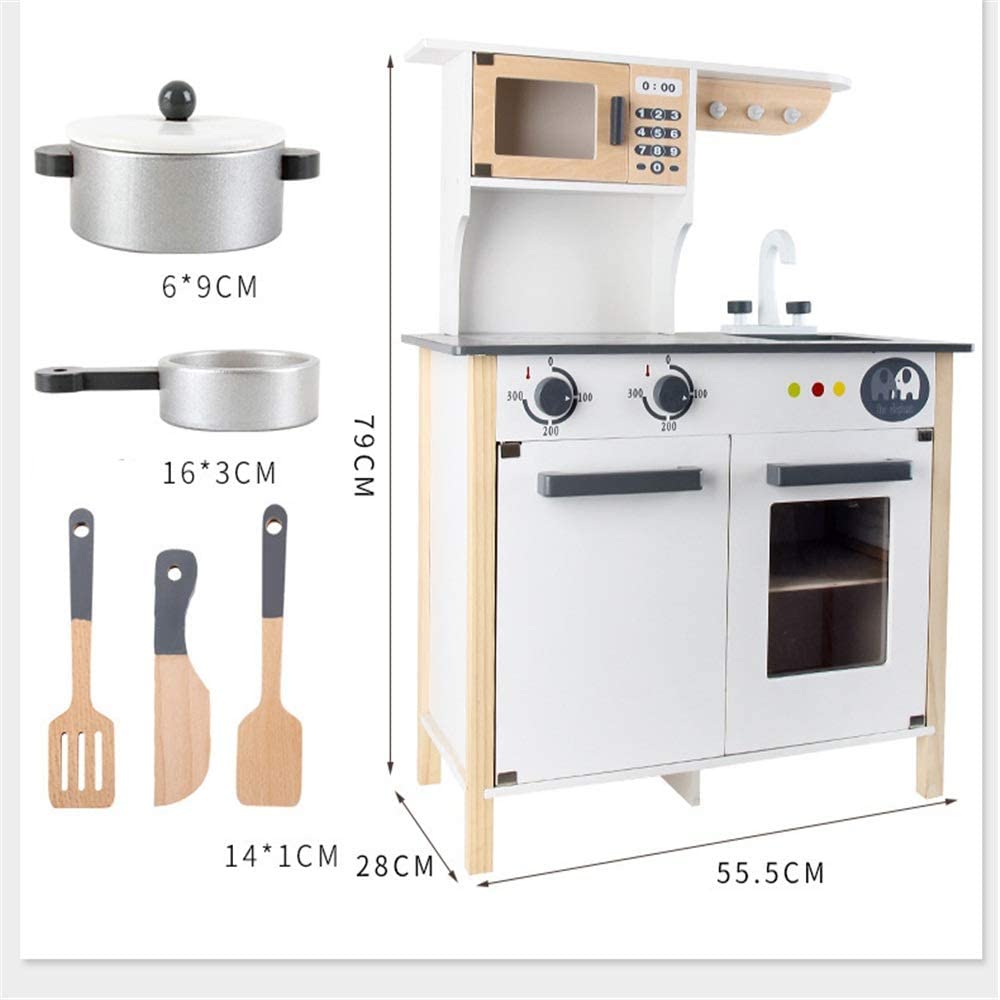Wooden Play Kitchen Set Pretend Playset