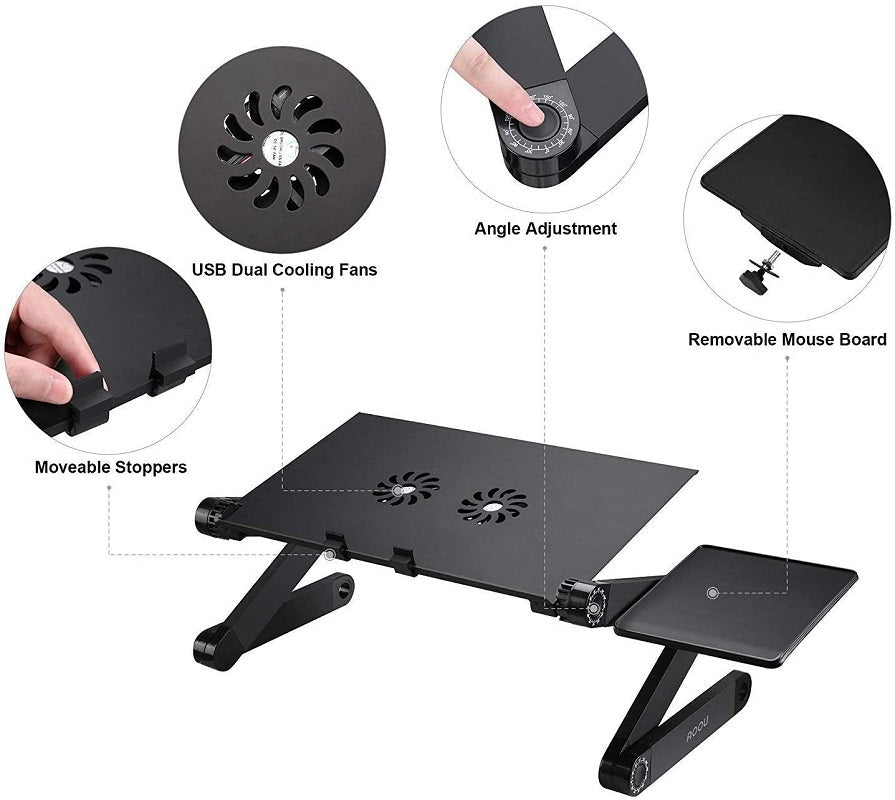 Adjustable Laptop Table Stand with Cooling Fan