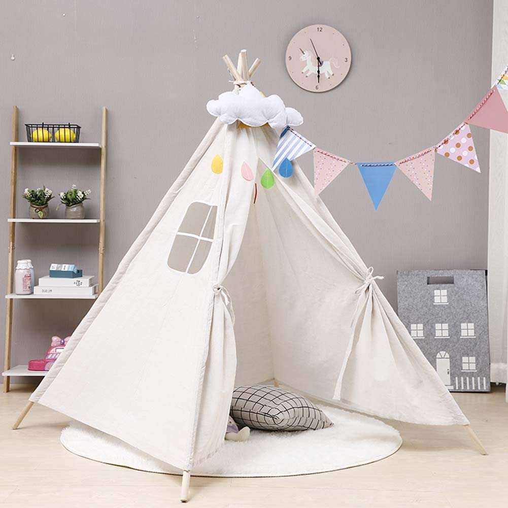 Kids Teepee Play Tent White