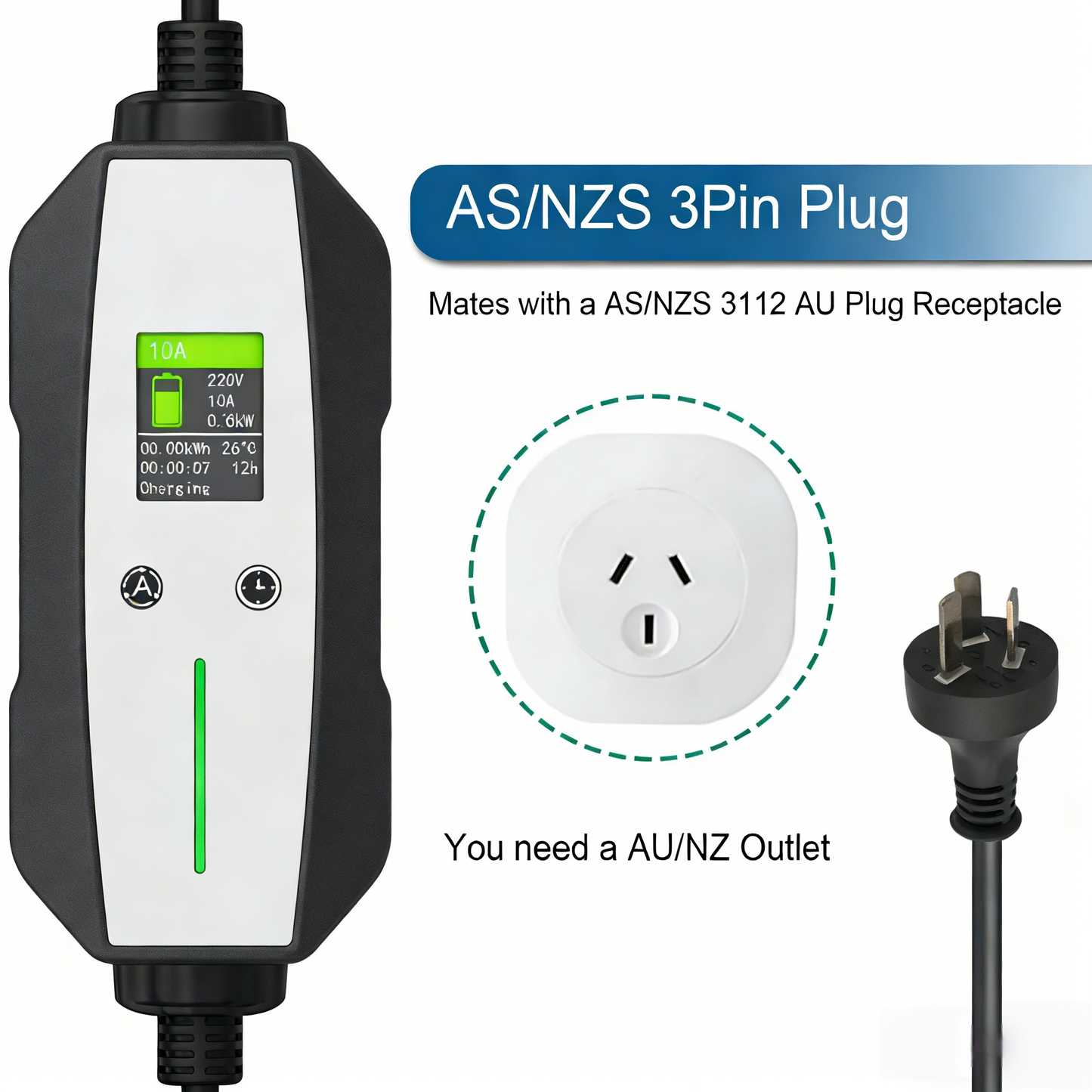 Portable EV Charger Type 1 Charger 10A