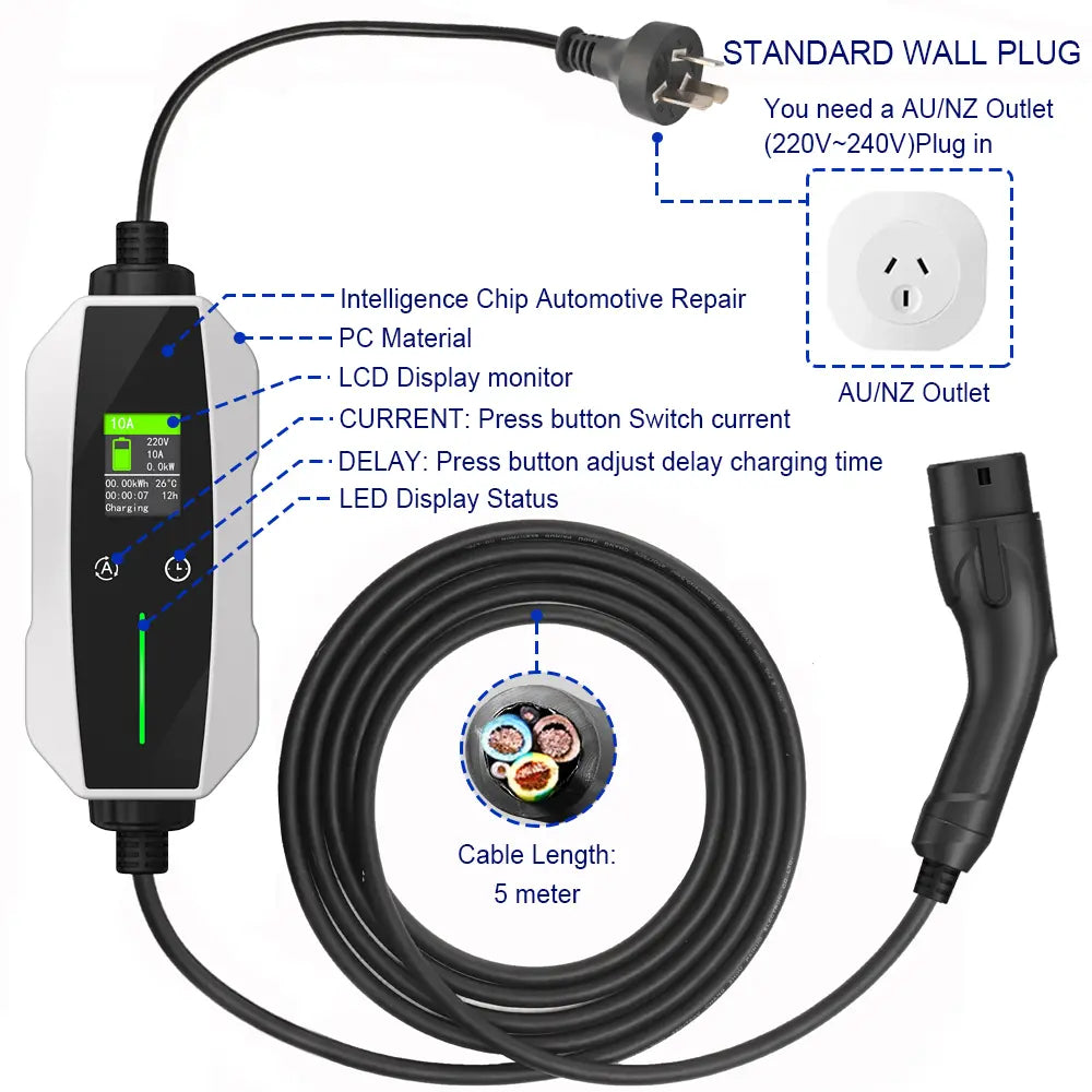 Type 2 EV Charger (10A, 2.3kW)
