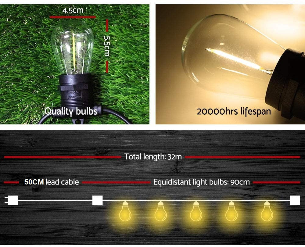 Festoon Light  32M 35 LED Bulbs