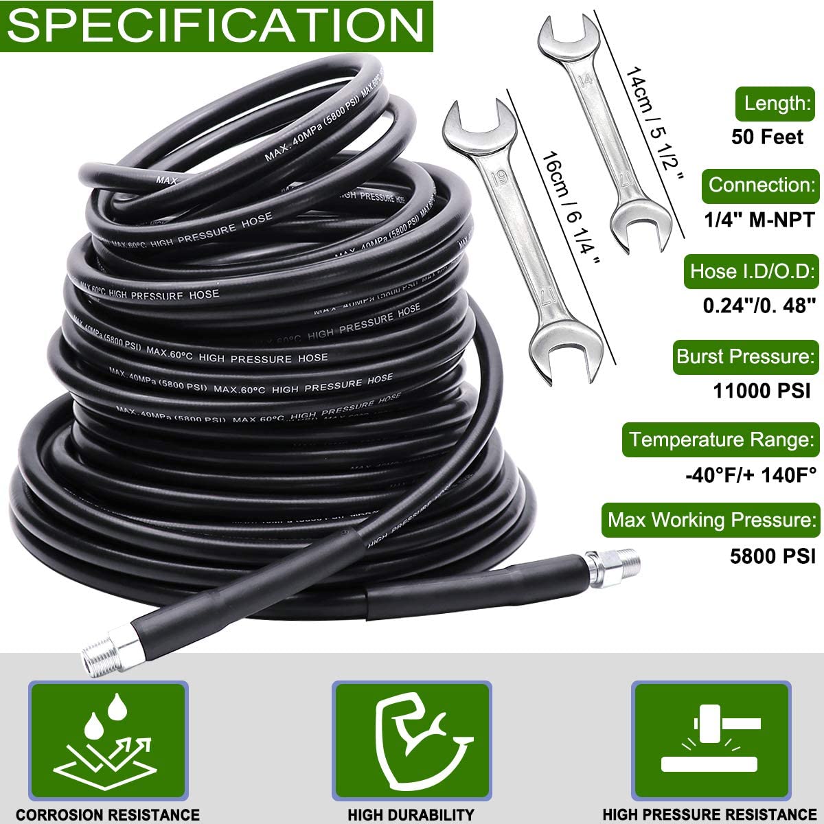 Drain/Pipe Cleaning Kit for Pressure Washers 15m