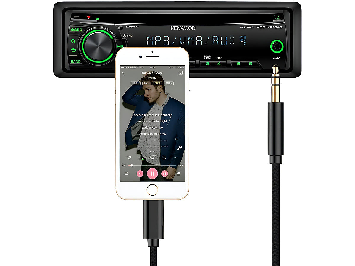 Lightning Cable to AUX 1 Meter Black 3.5mm