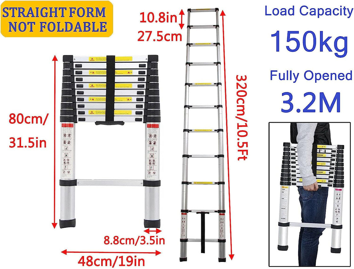Telescopic Ladder 3.2m Extension Ladder