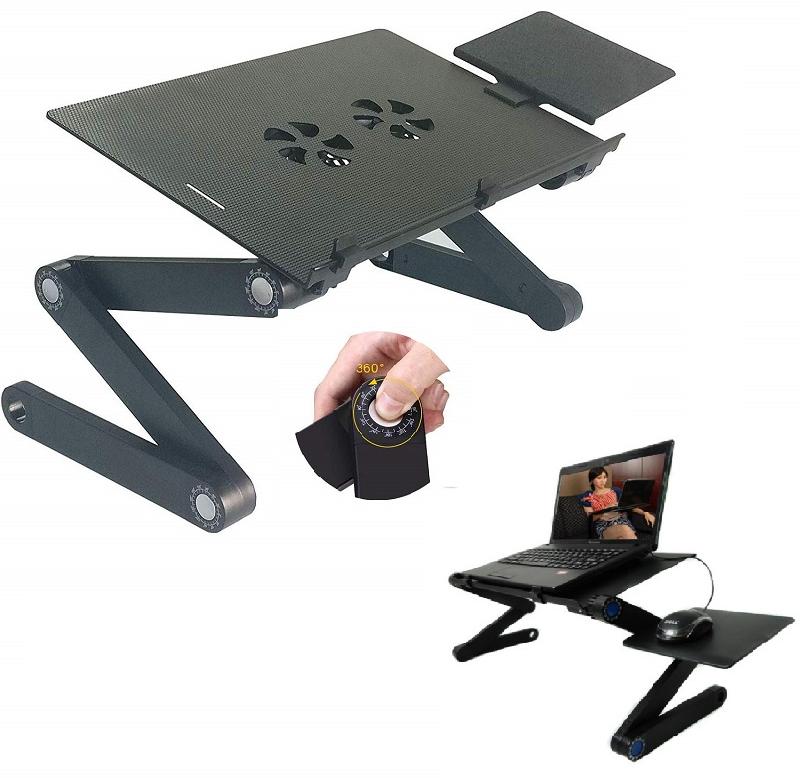 Adjustable Laptop Table Stand with Cooling Fan