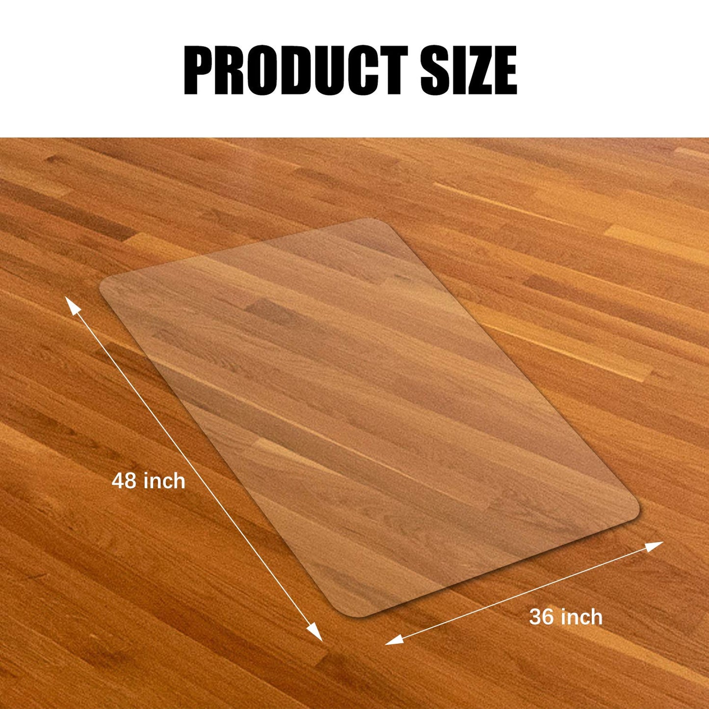 Clear Chair Mat - Transparent Office Home Floor Protector Mat, 2mm Thickness, 120cm x 90cm