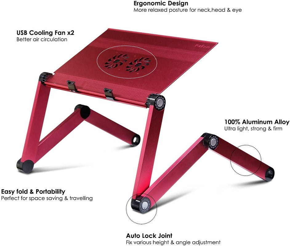 Adjustable Laptop Table Stand with Cooling Fan