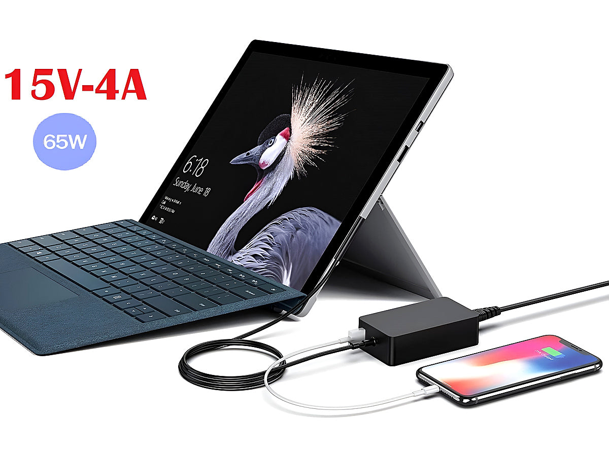 65W Power Adapter Charger for Microsoft Surface Pro X Pro 7 Pro 6 Pro 5 Pro 4 Pro 3 with Wall Plug and 6ft Power Cord