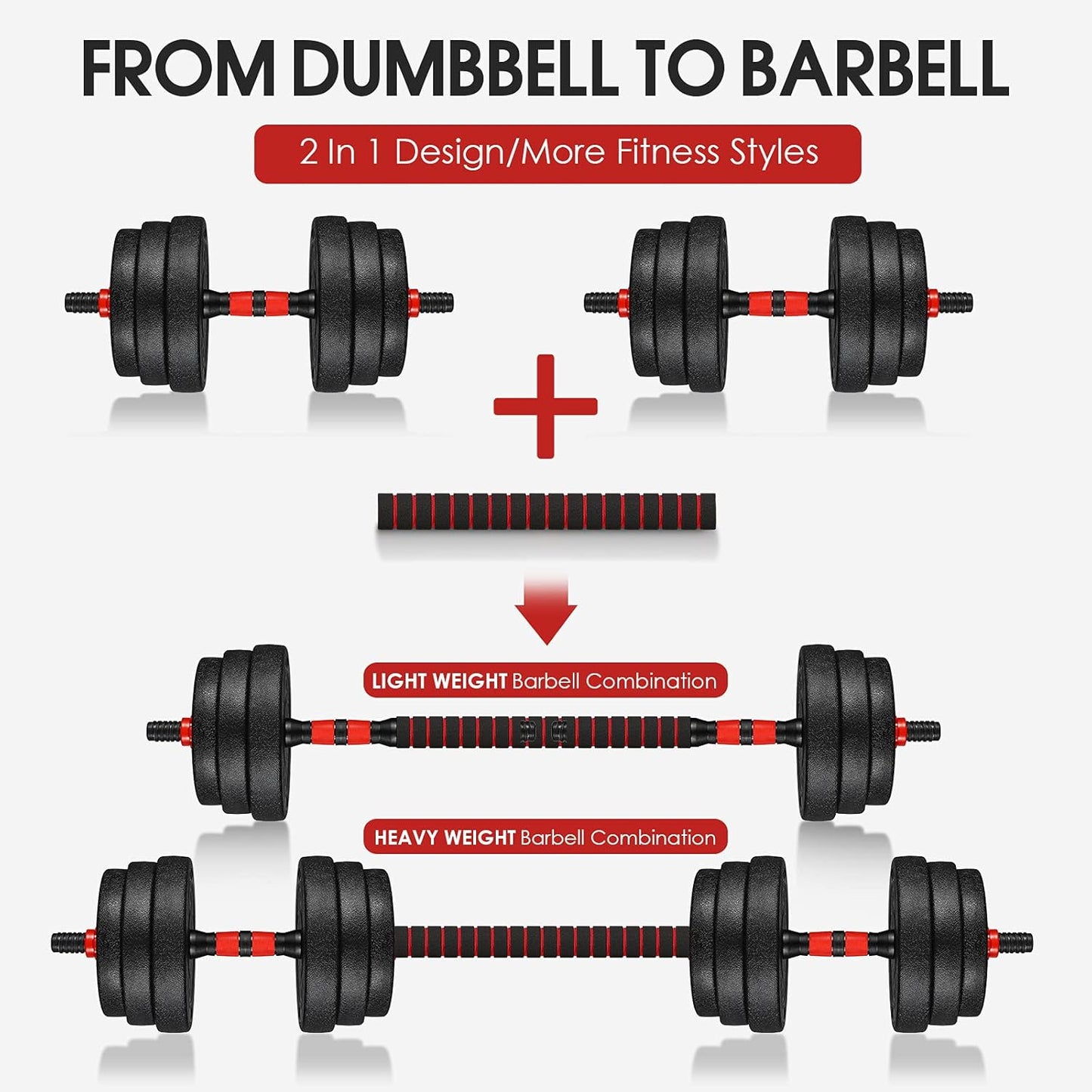 30kg Adjustable Weights Dumbbell Barbell Set