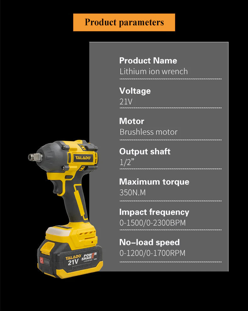 Cordless Electric Impact Wrench With 2 Battery