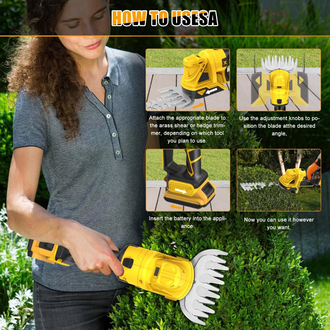 Cordless Hedge Trimmer 2 in 1 Lawn and Shrub Shears