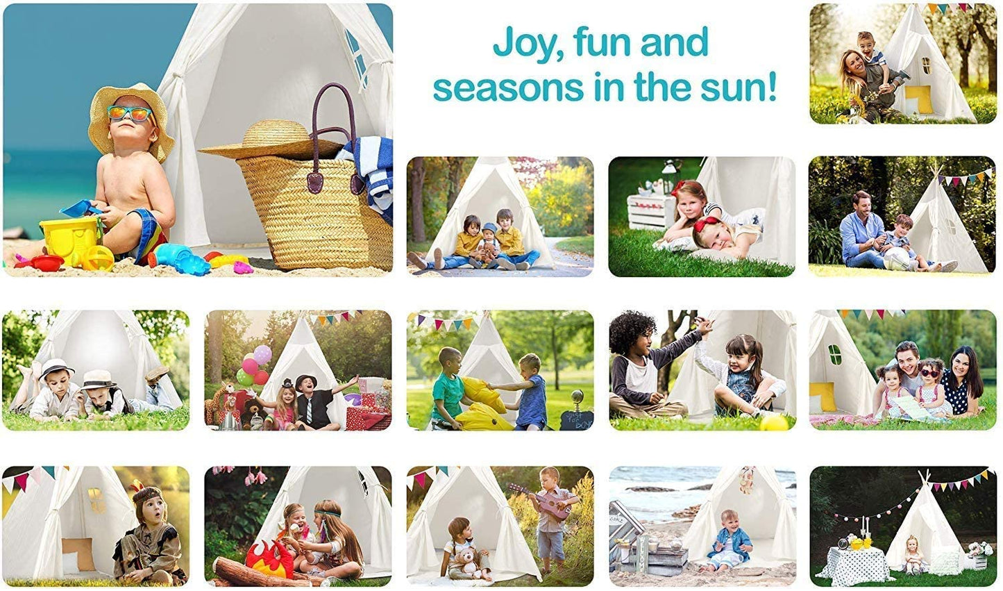 Kids Teepee Play Tent White