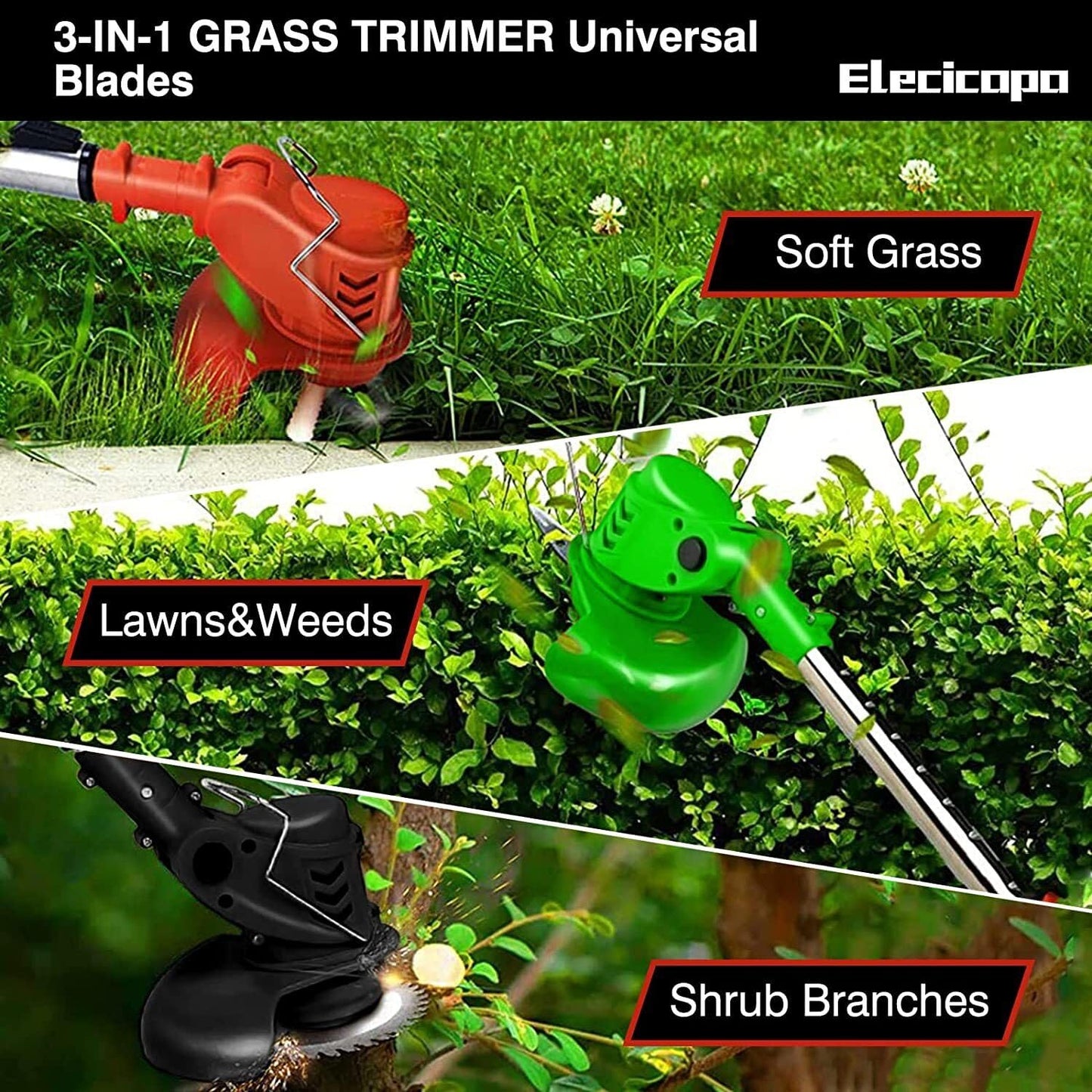 Lawn Mower Cordless Pruning Cutter Weed Wacker Garden Trimmier