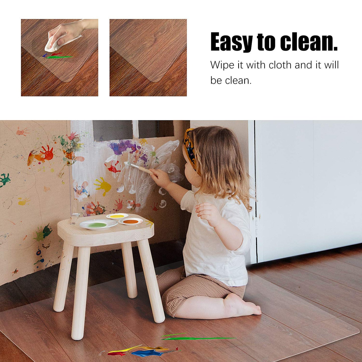 Clear Chair Mat - Transparent Office Home Floor Protector Mat, 2mm Thickness, 120cm x 90cm
