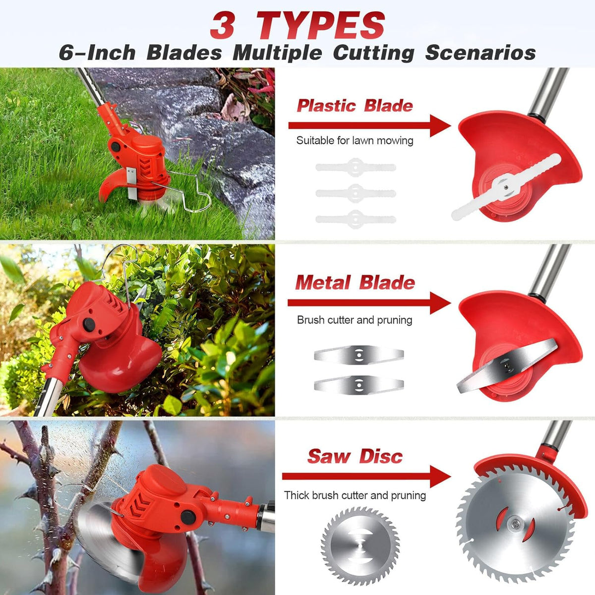 Lawn Mower Cordless Pruning Cutter Weed Wacker Garden Trimmier
