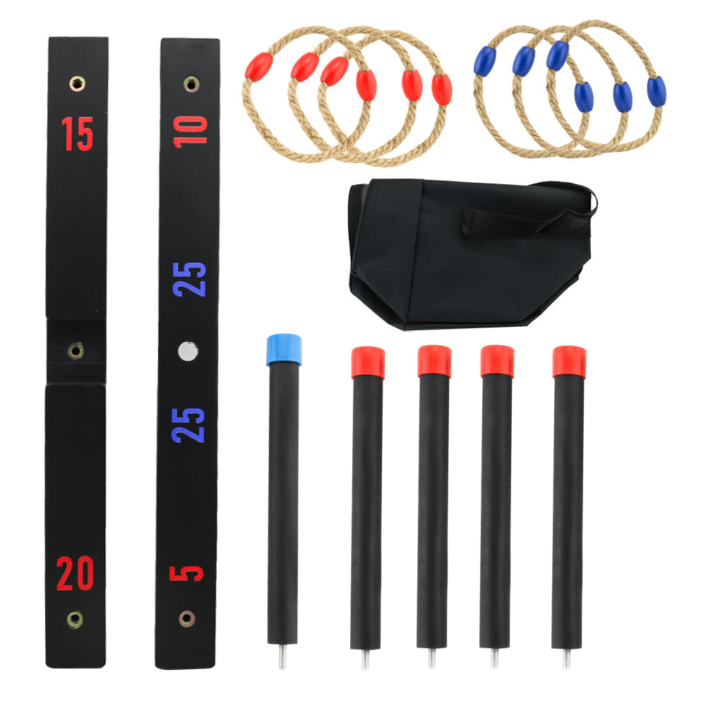 Ring Toss Game with 6 Rings, Carry Case & 4 Games – Kids Adults Outdoor Fun