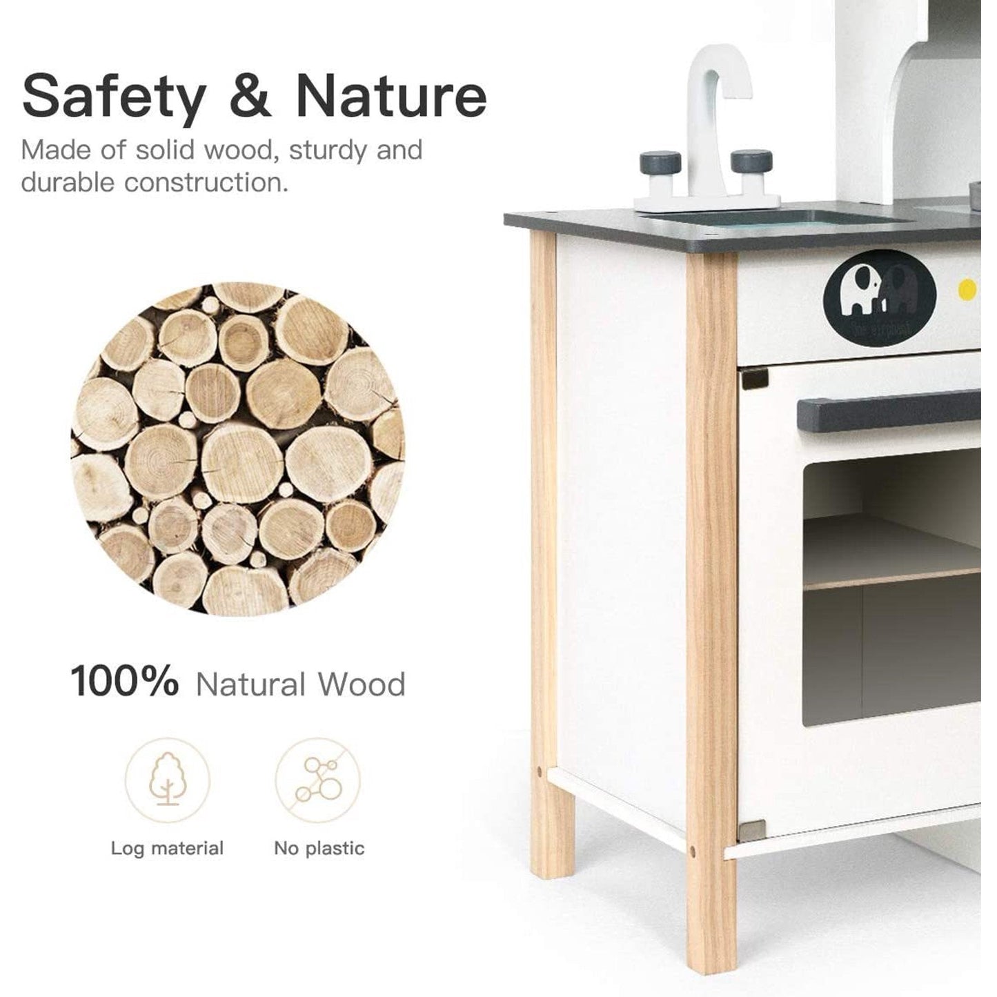 Wooden Play Kitchen Set Pretend Playset