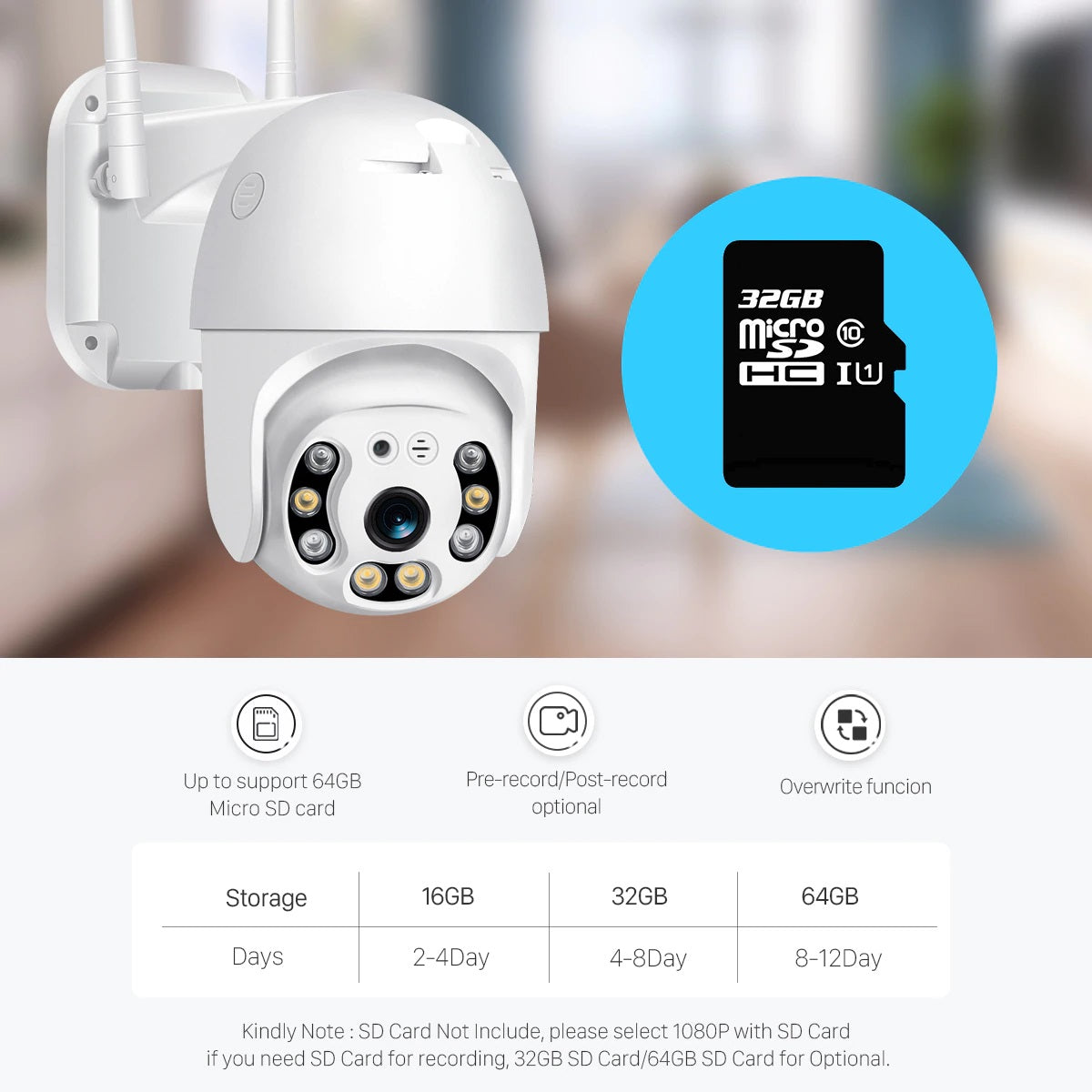 Wireless Security Camera with Indoor/Outdoor Night Vision