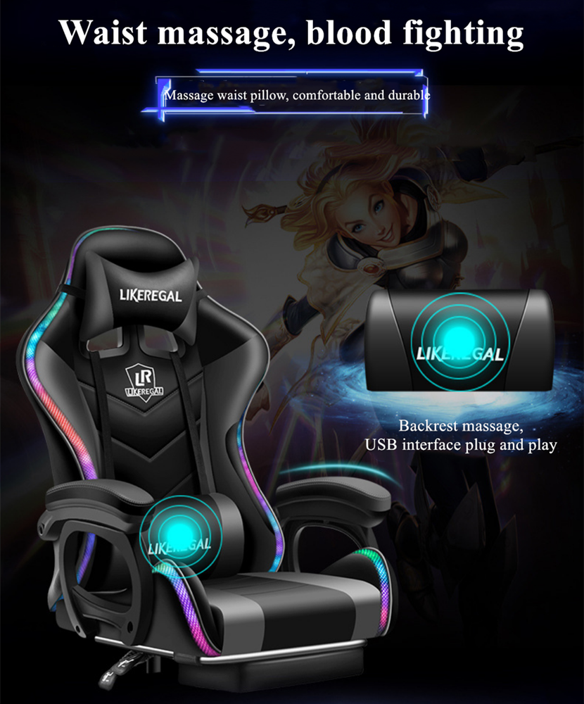 Gaming Chair with Footrest – RGB Gaming Chair with Speakers & Lights