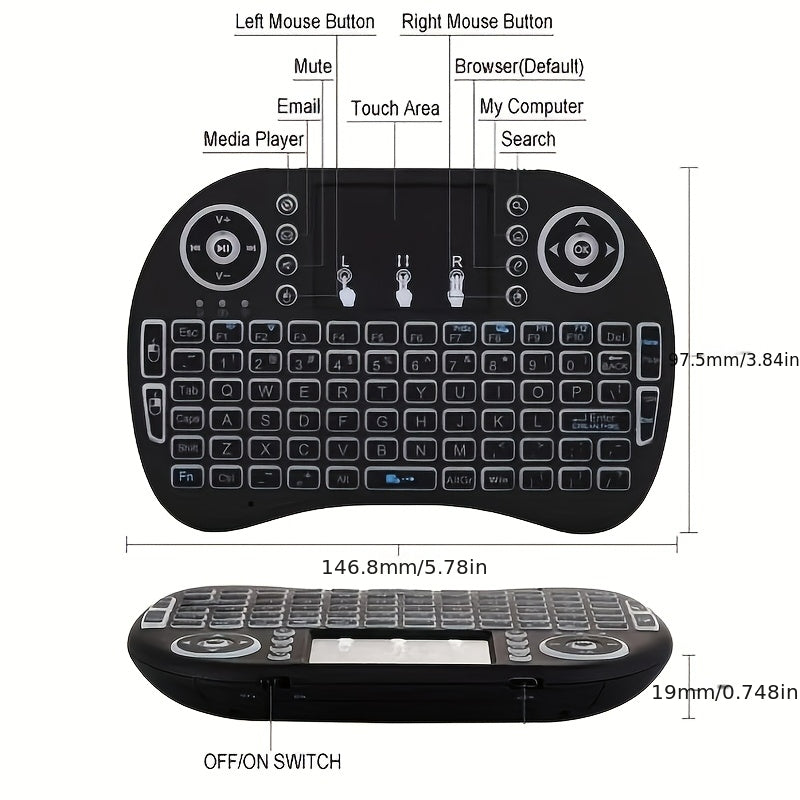 Mini Wireless Keyboard With Touchpad Mouse Combo