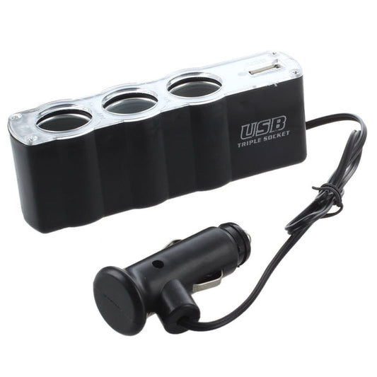 Car Cigarette Lighter Multi Socket Splitter 3 Way USB Charger Port