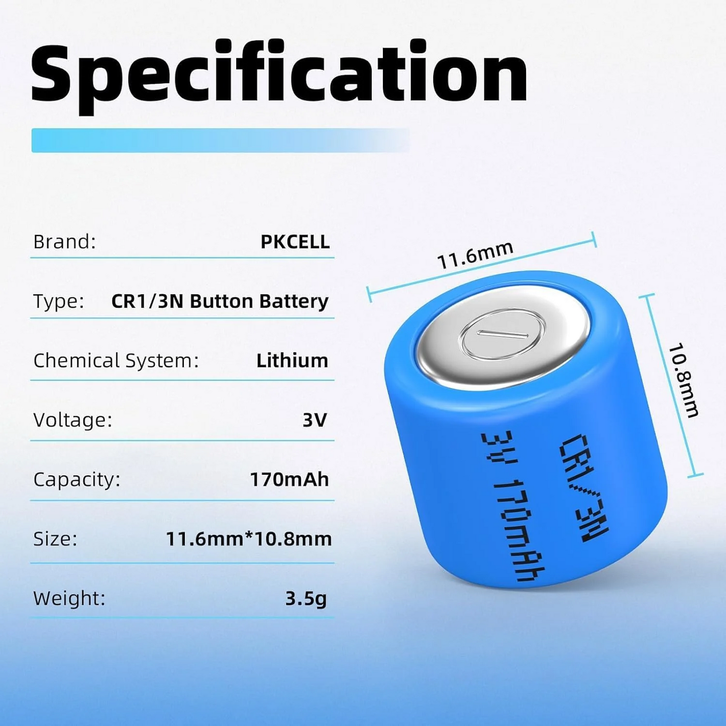 CR1/3N Battery 8 Pcs